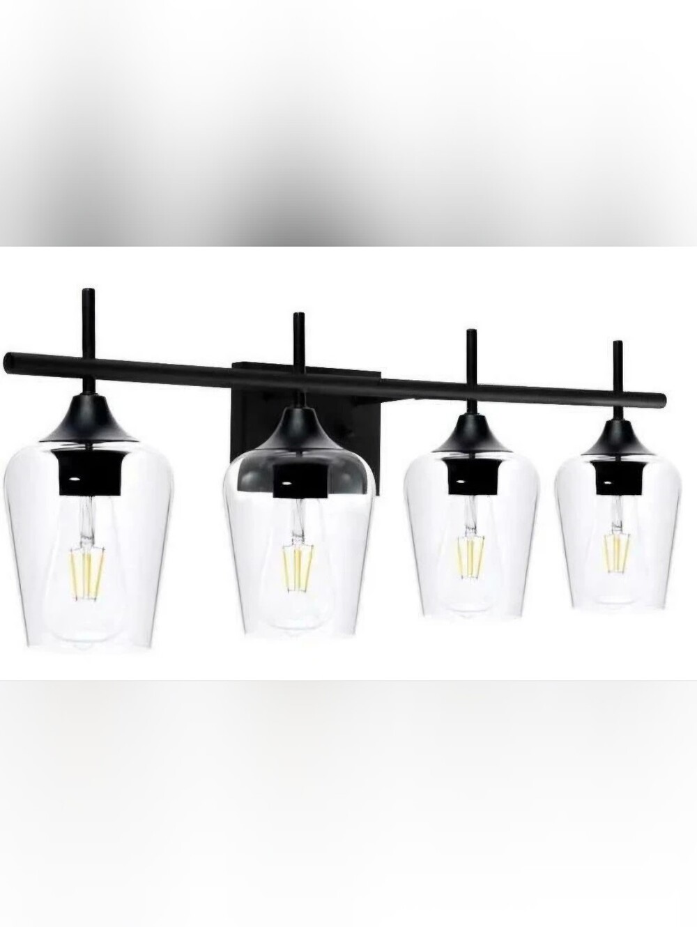BOJUE 28.7" Black Bathroom Light Fixture 4 Light Modern Vanity Light Over Sink